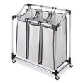 thumbnail image 3 of Whitmor 3-Section Rolling Laundry Sorter, Metal Frame with Removeable Foam-Mesh Laundry Bags, Chrome/White, 3 of 4
