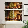 thumbnail image 3 of Christmas Kitchen Curtain Tiers and Valance Curtain Sets Xmas Tree Various Presents Decorative Cafe Curtains Set for Kitchen Living Room Bathroom 54x18 & 27x24x2, 3 Panel, 3 of 4