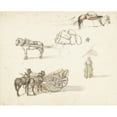 thumbnail image 3 of Gillis Neyts 24x20 Black Modern Framed Museum Art Print Titled - Some Studies of Carts and a Standing Farmer's Wife (1633 - 1687), 3 of 5