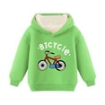 thumbnail image 2 of Bnwani Hoodie Sweatshirt for Girls Fashion Long Sleeve Fleece Lamb Velvet Casual Print Green Size 3-4t, 2 of 7