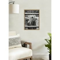 Kate and Laurel Sylvie Photo Saddling Horse Framed Canvas Wall Art by The Whiskey Ginger, 18x24 Natural, Western Photography Art for Wall