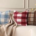 thumbnail image 6 of decorUhome 16x16 Inch Pack of 2 Boho Plaid Textured Pillow Covers for Couch Sofa Bedroom, Farmhouse Neutral Pillowcases for Home Decor, Dusty Blue, 6 of 9