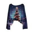 thumbnail image 4 of Craaazy Christmas Sweaters for Women Knitted Fall Winter Xmas Print Women Pullover Sweater Crew Neck Long Sleeved Christmas Print Graphic Festival Tops Gifts, 4 of 4
