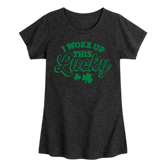 Instant Message - St. Patrick's Day - I Woke Up This Lucky - Toddler And Youth Girls Short Sleeve Graphic T-Shirt