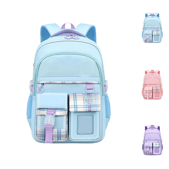HJYCHN School Backpack Lightweight Ergonomic Daypack for Girls Kids Grades 1-4 Ages 5-15 School Backpacks for Girls Blue M