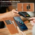 thumbnail image 5 of ELEHOLD Detachable Magnetic Wallet Case for iPhone 12 Pro Max, 3-in-1 PU Leather Folio Kickstand  Card Slots Mag Safe Charging Detachable Slim Business Flip Wallet Case Cover with Card Holder,Brown, 5 of 8