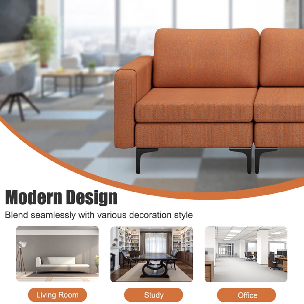 Finihen Leather Sofa, 3-Seat Sofa, Convertible Leather Sofa Couch with Magazine Pockets 3-Seat with 2 USB Port, for Living Room, Bedroom, Orange Finihen Leather Sofa, 3-Seat Sofa, Convertible Leather Sofa Couch with Magazine Pockets 3-Seat with 2 USB Port, for Living Room, Bedroom, Orange