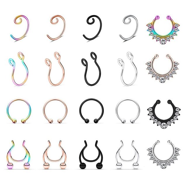 Anillos Falsos Para La Nariz, Aro Con Clip, Joyería Para El Tabique De Acero Inoxidable, Clip Para La Nariz Sin Perforación, Anillo De Moda Para La Nariz Para Mujer 20 Piezas seitruly AP005787-00