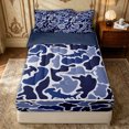 thumbnail image 3 of Erosebridal Shark Camo Print Zipper Queen Comforter Set with Fitted Sheet and 2 Pillowcases for Boys Men, Blue Ocean Marine Camouflage Zipper Bedding Set, Navy Reversible, 4 Pieces, 3 of 7