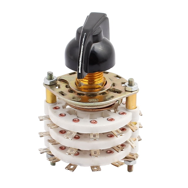 Interruptor rotativo de 3 polos y 6 posiciones con 3 niveles y 21 terminales con tapa