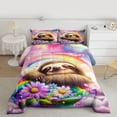 thumbnail image 2 of Castle Fairy Preppy Cartoon Sloth Twin Comforter Sets,Kawaii Rainbow Animal Bedding Set, 2 of 8