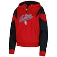 thumbnail image 2 of Women's New Era Red St. Louis Cardinals Color Block Fleece Quarter-Zip Hoodie, 2 of 3