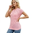 thumbnail image 2 of Women Summer Cap Sleeve Tops Casual Knit Short Sleeve Sweater Loose Fit Shirts Pink M, 2 of 9
