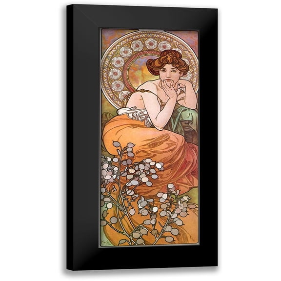 Vintage Apple Collection 8x14 Black Modern Framed Museum Art Print Titled - Mucha Topaz