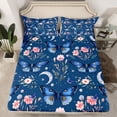 thumbnail image 2 of Homewish 3-Piece Flying Blue Butterflies Pink Floral Twin Sheet Sets for Teens Female Men, Dreamy Princess Microfiber Twin Fitted Flat Sheet Bedroom Decor, 2 of 7