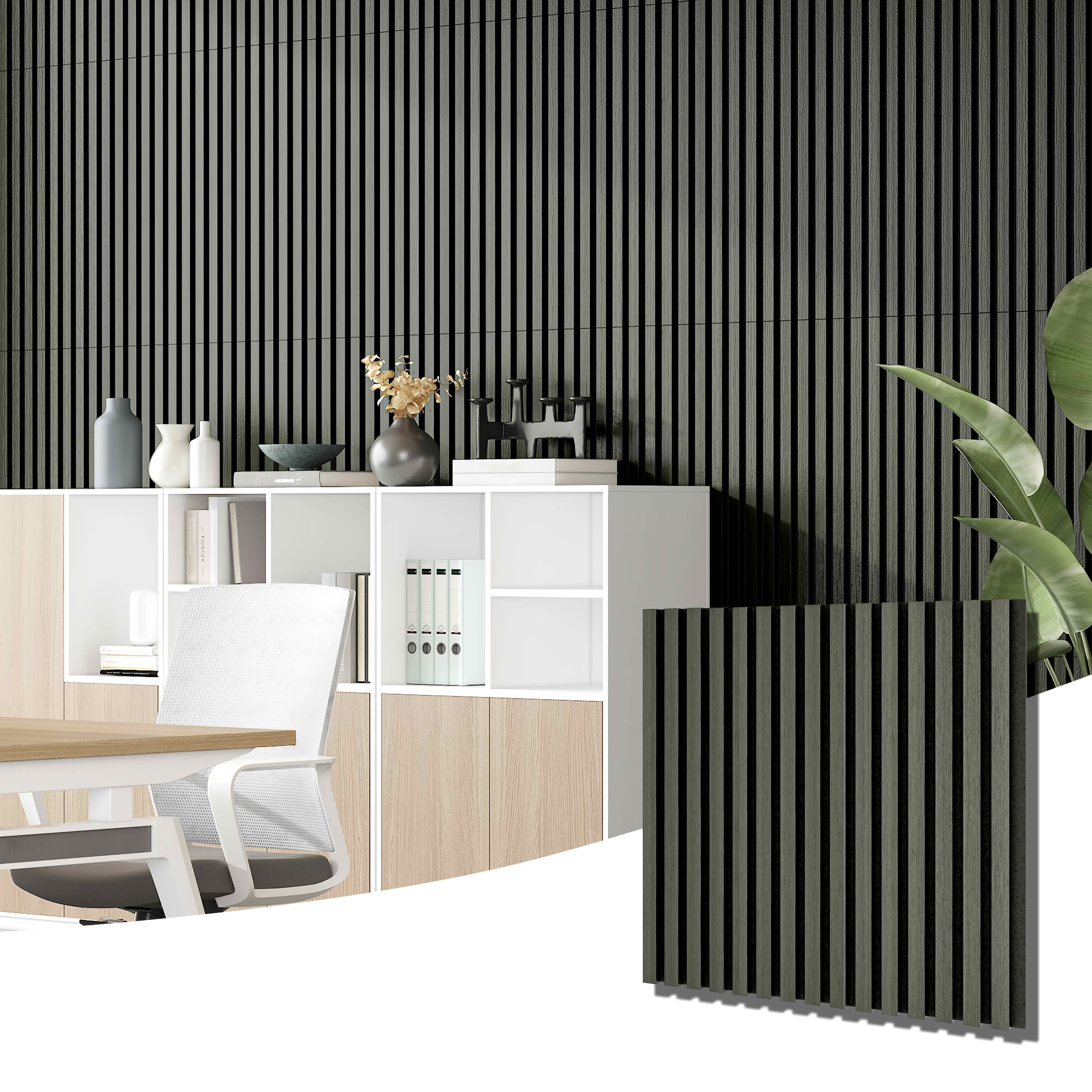 MAYEERTY Black Wood Veneer MDF Sound Absorbing Panel for Wall Decor, 24x24x1 Inch, 4 Pack