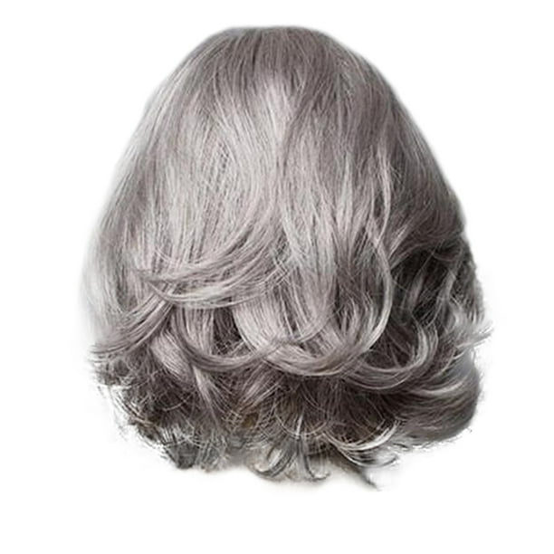 Peluca de moda para mujer, pelo sintético gris, pelucas cortas, peluca de pelo