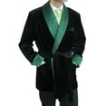 thumbnail image 2 of Men Black Smoking Jacket Robe Velvet Quilted Dinner Coat, 2 of 4