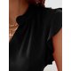 thumbnail image 3 of Camiseta sin mangas con volantes y volantes a rayas con mangas casquillo para mujer NegroX-Large, 3 of 5