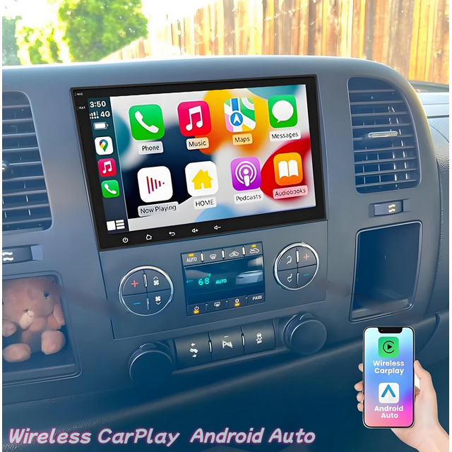Android 13 Car Stereo For Chevrolet Silverado 2007-2013, 8" Touchscreen with Wireless CarPlay & Android Auto, GPS, 2+32GB, WiFi Bluetooth SWC Mirror Link Split Screen