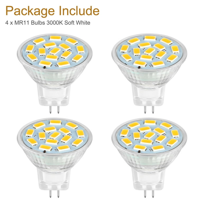 4pcs LED MR11 Light Bulbs, EEEkit 3W 12V LED MR11 Flood Light Bulbs  Equivalent to 20W Halogen Bulbs, GU4 Bi-Pin Base for Landscape Accent  Lighting, 3000K Soft White 