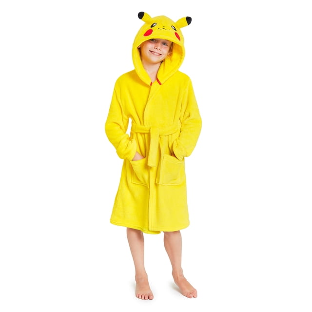 Bata Pokémon 3D con capucha de Pikachu, forro polar suave para niños