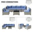 thumbnail image 3 of Amopatio 7 Pieces Patio Conversation Set, Outdoor Sectional PE Rattan Wicker Furniture Seat,Haze Blue, 3 of 7