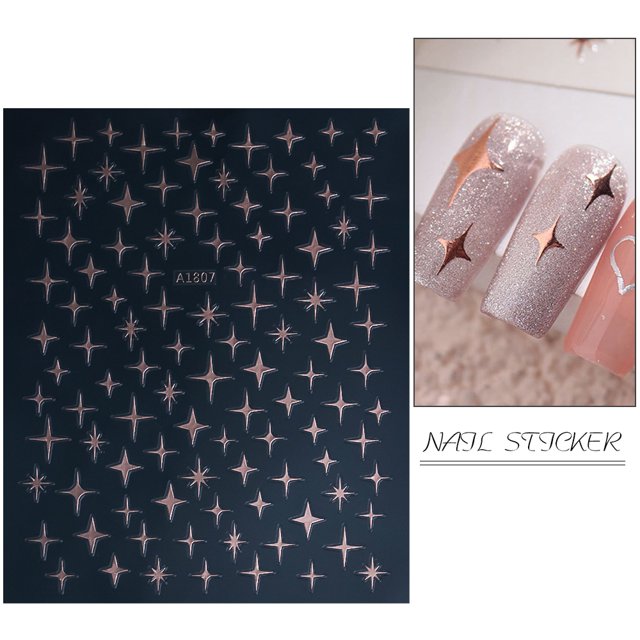 1 Uds. Pegatinas para decoración de uñas con temática de estrella, calcomanías de plástico autoadhesivas 3D con acabado brillante, forma rectangular de Anime, Ideal para uñas DIY