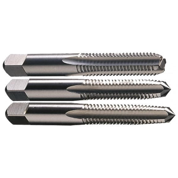 Hertel 1-12 UNF, 4 Flute, Bottoming, Plug & Taper, Bright Finish, High Speed Steel Tap Set