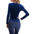 thumbnail image 6 of Womens Velvet Blouses Pullover Tops Shirts Casual Long Sleeve V-neck Office Work Blouses Tops Lady Camisoles, 6 of 9