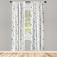 thumbnail image 3 of Ambesonne Cat Curtains, Animal Paws Yarn Threads, Pair of 28"x84", Pale Blue Coral Brown, 3 of 5