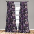 thumbnail image 4 of Ambesonne Botanical Curtains, Magnolia Fern Eucalyptus, Pair of 28"x63", Dark Magenta Pale Mauve, 4 of 5