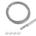 thumbnail image 1 of Uxcell Wire Rope 16Ft 304 Stainless Steel 1/8" with 4Pcs Sleeve Transparent, 1 of 7