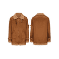 thumbnail image 2 of FOCUSNORM Men's Zip Up Leather Jacket Woolen Fleece Long Sleeve Contrast Color Pockets Lapel Neck Casual Coat, 2 of 9