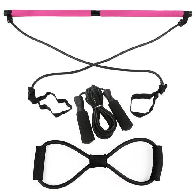 Barra de fitness Kit de barra portátil Barra de tonificación muscular con 8 bandas de resistencia en Tomshoo Barra de fitness