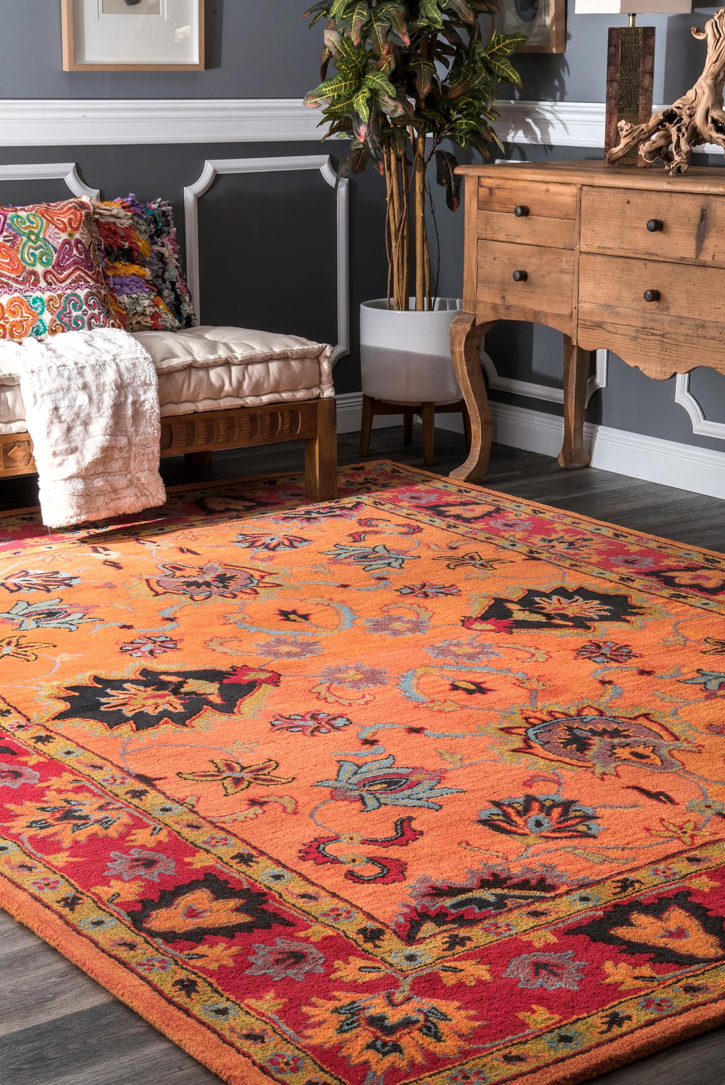 nuLOOM Montesque Hand Tufted Wool Accent Rug, 3' x 5', Orange