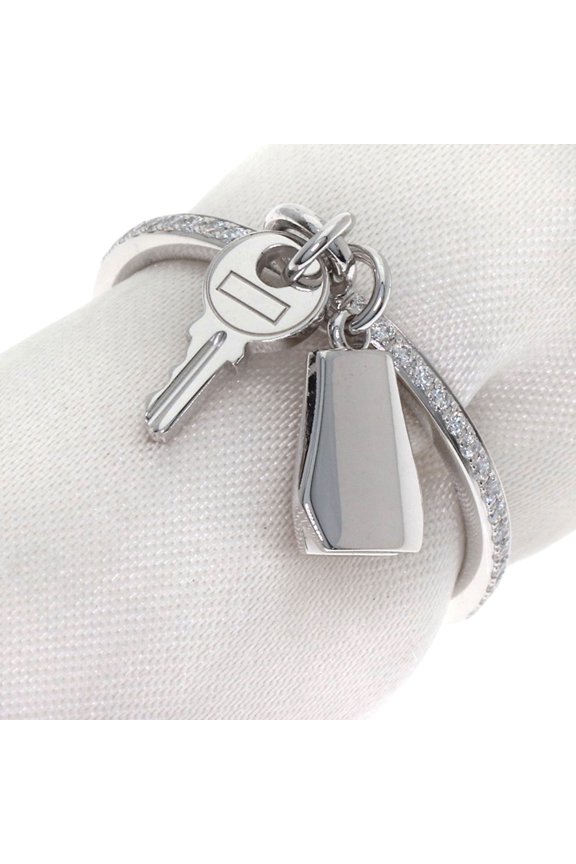 Pre-Owned Hermes Kelly Clochette PM Diamond Ring #53, 18K White Gold, Women's