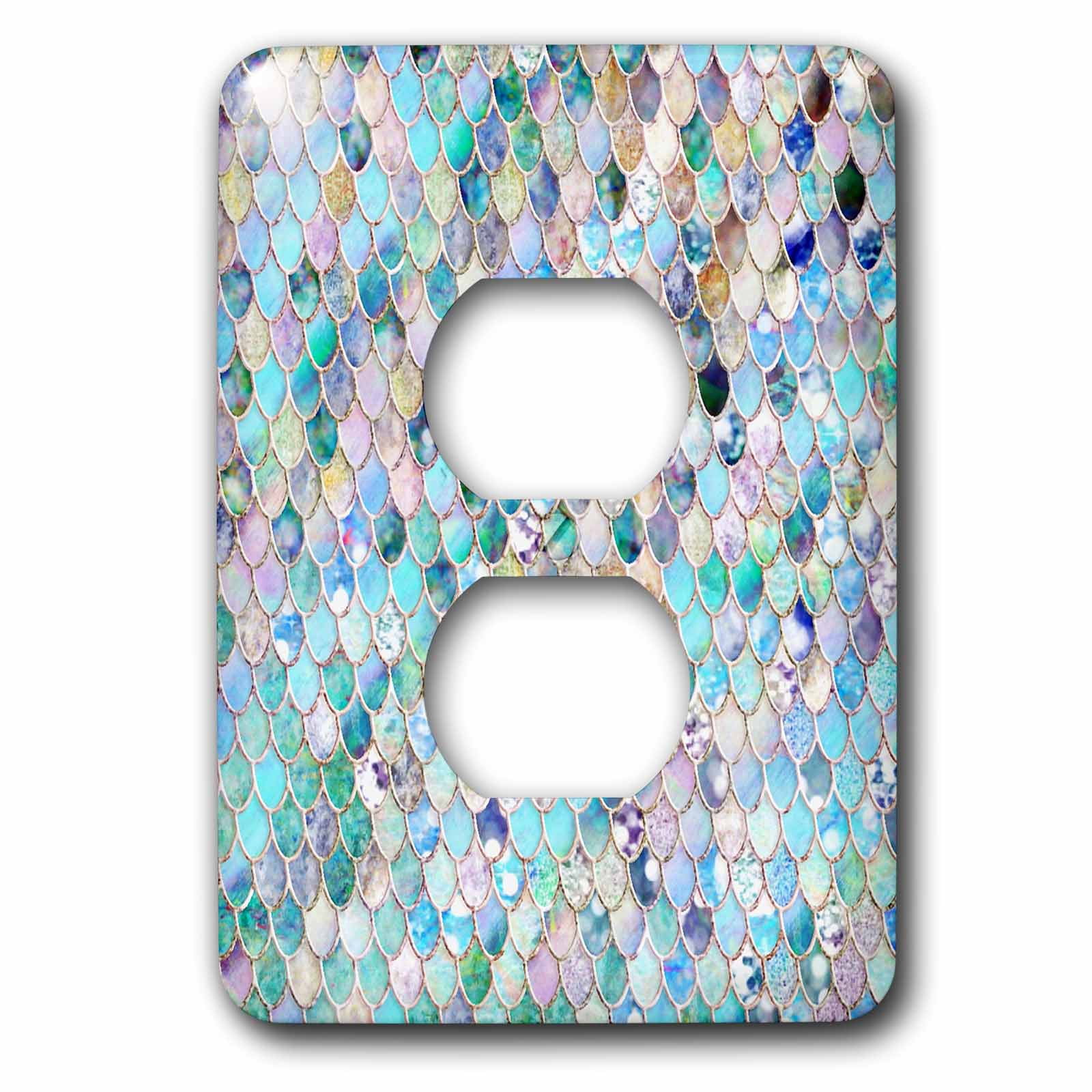 3dRose lsp_272861_2 Multicolor Girly Trend Blue Luxury Elegant Mermaid Scales Glitter Toggle Switch 