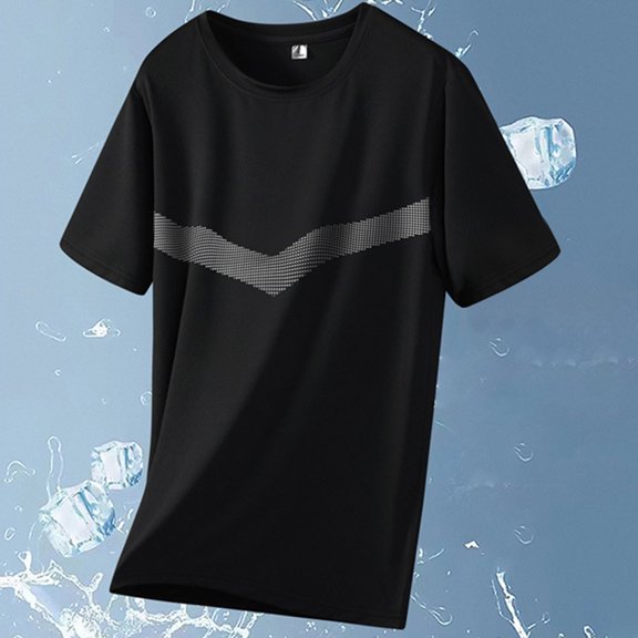 M-5X Plus Size Cooling T Shirts for Men Big & Tall Sun Protection Short Sleeve Tees Tops Stretchy Pullover Slim Crewneck Gym Athletic Tshirts Shirt