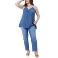 thumbnail image 2 of Agnes Orinda Women's Plus Size Tank Tops Pleated Button Decor V Neck Spaghetti Straps Summer Casual Camisoles Cami Top 3X Blue, 2 of 6