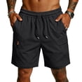 thumbnail image 2 of UDAUDU Mens Cargo Shorts Athetic Quick Dry Lightweight Pull-On Hiking Shorts for Sports Outdoor with Zipper Pockets Black S, 2 of 6