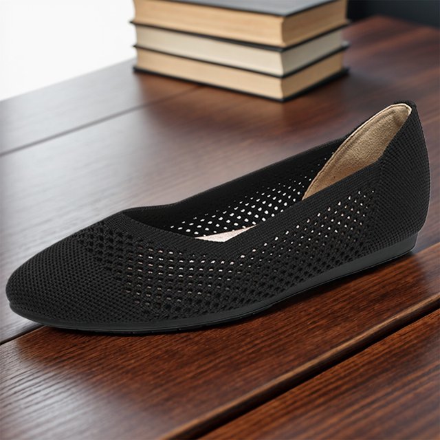 Zapatos planos de punto para mujer, zapatillas de ballet informales, zapatos planos de malla antideslizantes para el trabajo y la oficina
