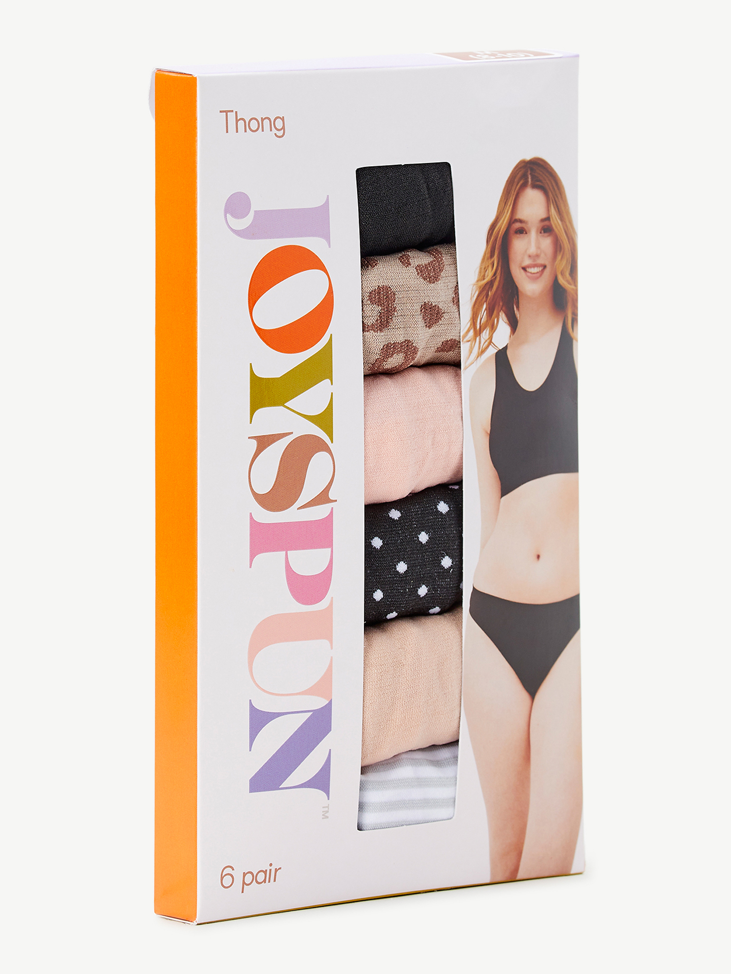 Joyspun Women's Seamless Thong Panties, 6-Pack, Sizes XS to 3XL