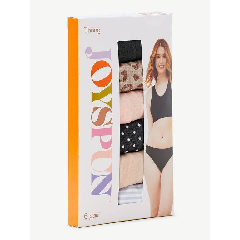 Joyspun Women's Seamless Thong Panties, 6-Pack, Sizes XS to 3XL -  Walmart.com