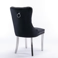 thumbnail image 6 of Modern High-end Tufted Dining Chair Set of 2, Velvet Upholstered Dining Room Chair with Solid Wood Legs and Chrome Nailhead Trim Backrest, Counter Chair for Kitchen, Bedroom, Black & Sliver, 6 of 8
