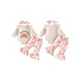 thumbnail image 2 of Cjfdfy Newborn Baby Girl Thanksgiving Outfit Print Long Sleeve Romper Flare Pants And Headband Three-piece Set Funny Homemade Rolls Fall Winter Clothes, 2 of 9