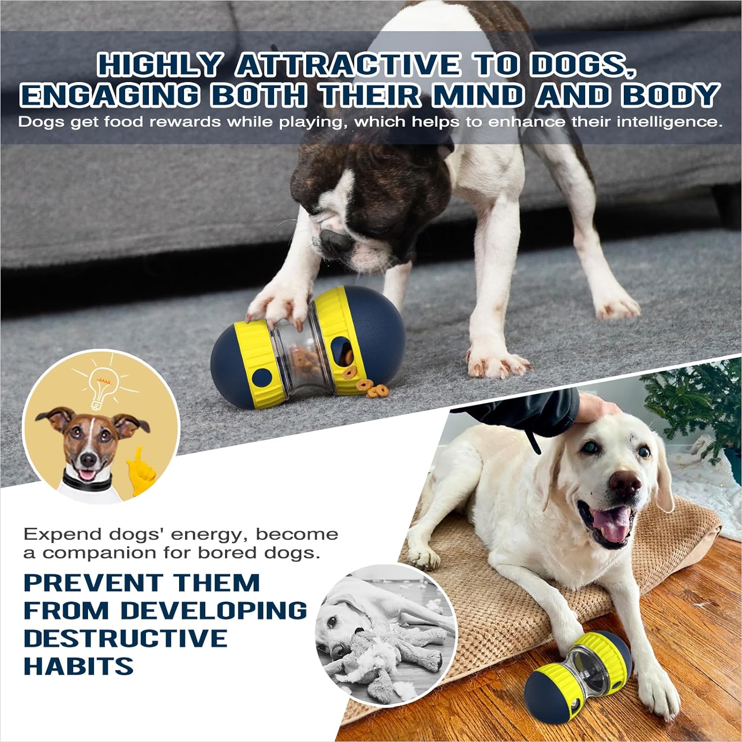Large Size Dog Enrichment Toy for Medium/Small Dogs Treat Dispenser Ball, Puppy Food Dispensing Toys & Puzzles Slow Feeder & Mental Stimulation,Ultimate Boredom Buster