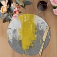thumbnail image 3 of Yellow Cement Gray Round 13 Inch Placemats Set of 2, Modern Abstract Art Yellow HeatResistant Non Slip Place Mats for Dining Table, Wipeable Braided Kitchen Table Mats for Housewarming, 3 of 9