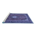 thumbnail image 2 of Ahgly Company Machine Washable Indoor Round Medallion Blue Traditional Area Rugs, 3' Round, 2 of 4
