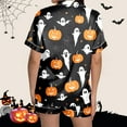 thumbnail image 6 of Halloween Pajamas Women 2 Piece Set Ghost Print Graphic Thin Relaxed Fit Button Short Sleeve Shirts and Shorts Soft Womens Pj Sets Dark Gray XXL, 6 of 7